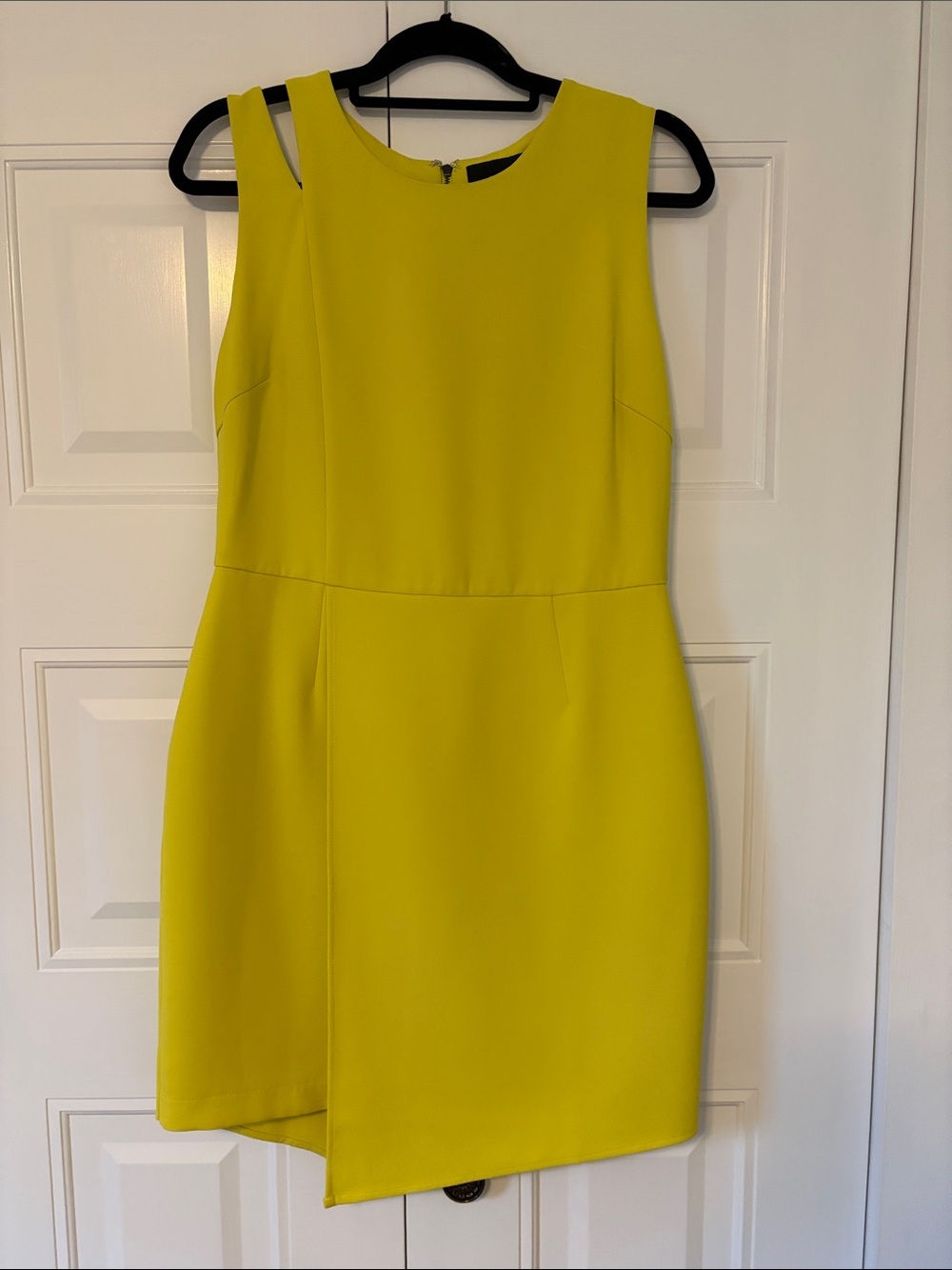 Adelyn Rae Lime Green Asymmetrical Sheath Dress